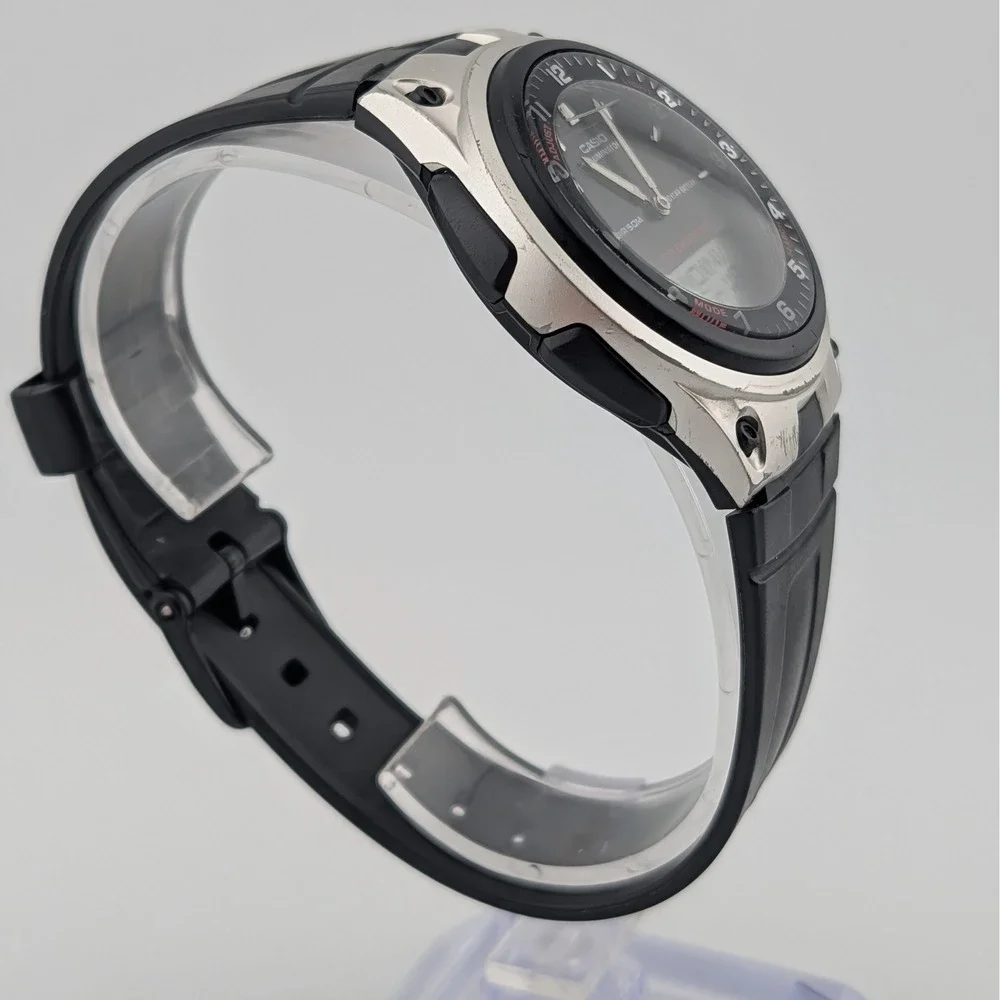 Casio AW-80 Telememo 30 Analog Digital‎ World Time Watch Black Resin